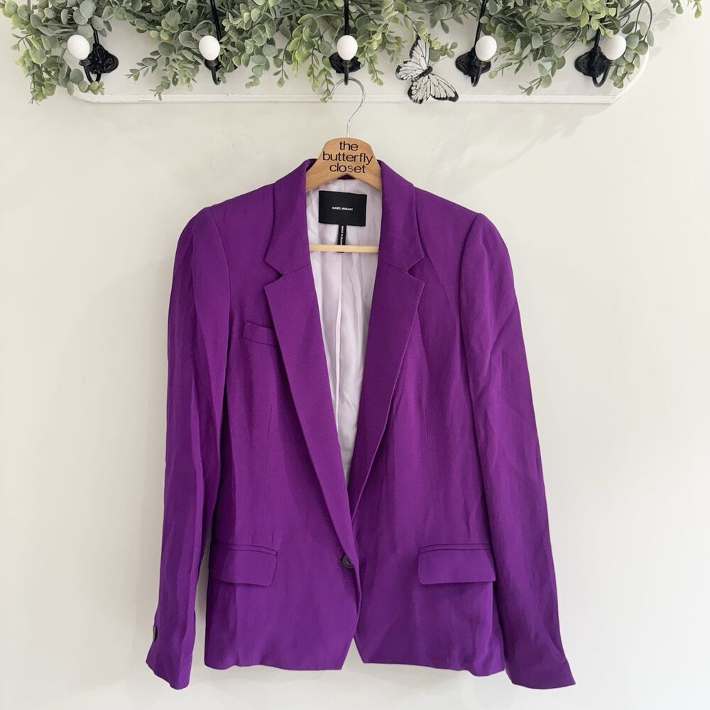 Isabel Marant Valone Blazer Purple Crepe Size 36 One-Button Jacket LS
